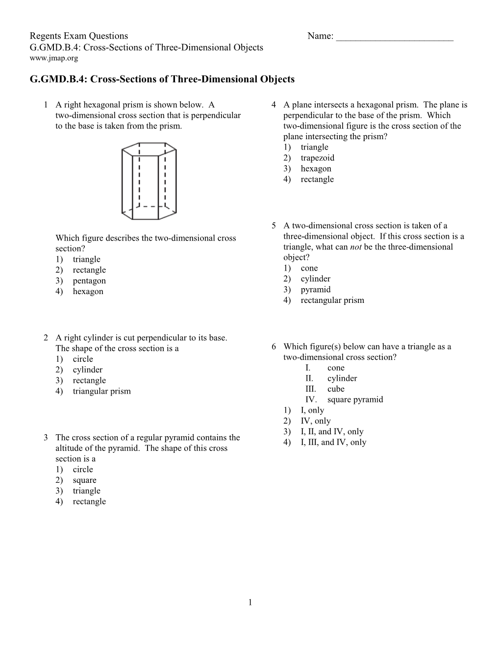 Cross-Sections of Three-Dimensional Objects