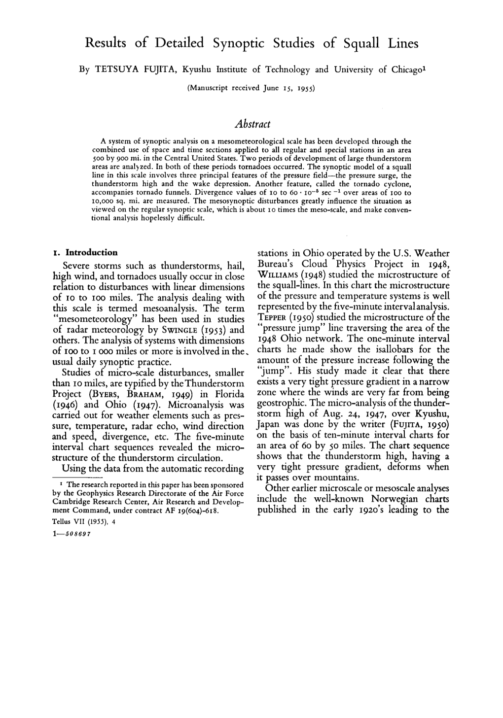 Results of Detailed Synoptic Studies of Squall Lines