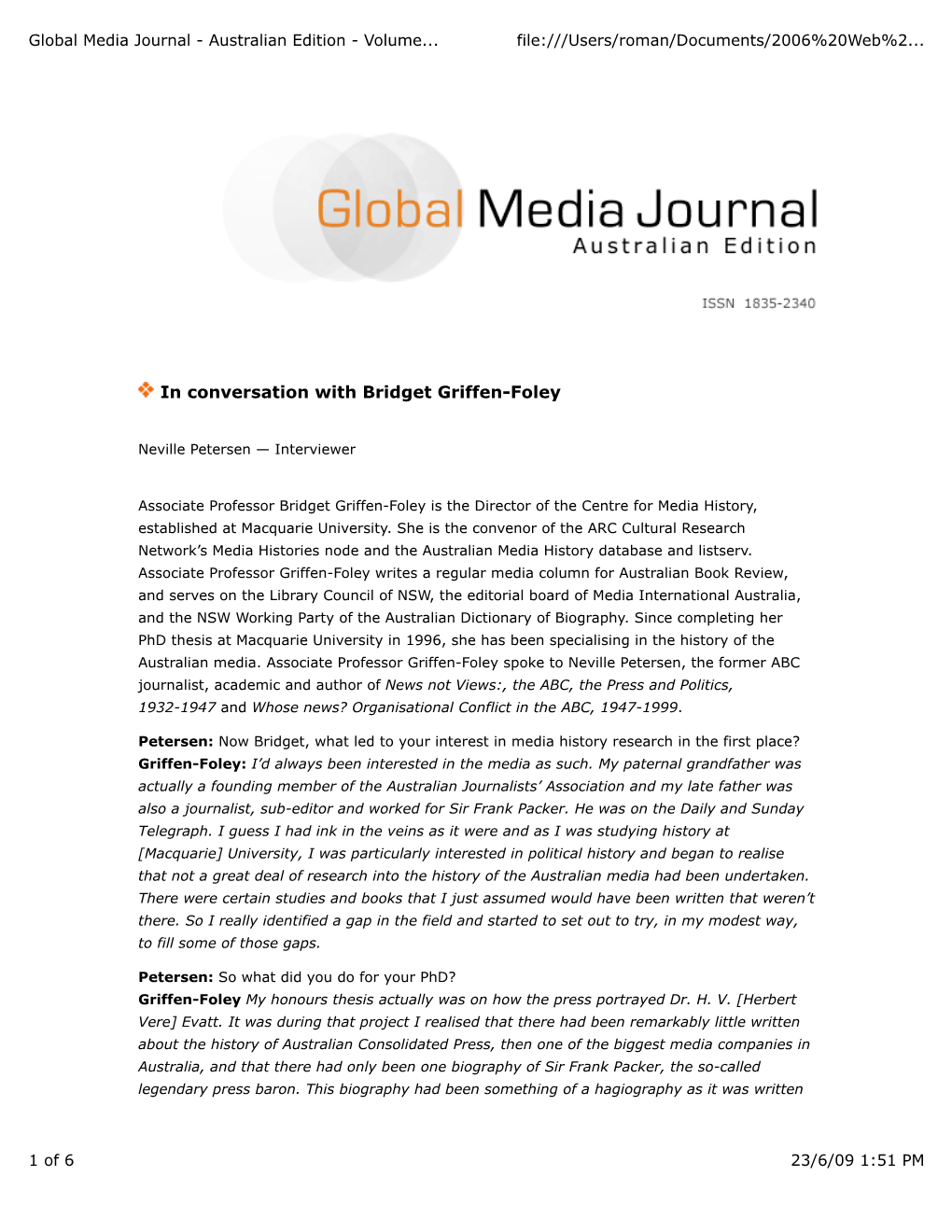 Global Media Journal - Australian Edition - Volume