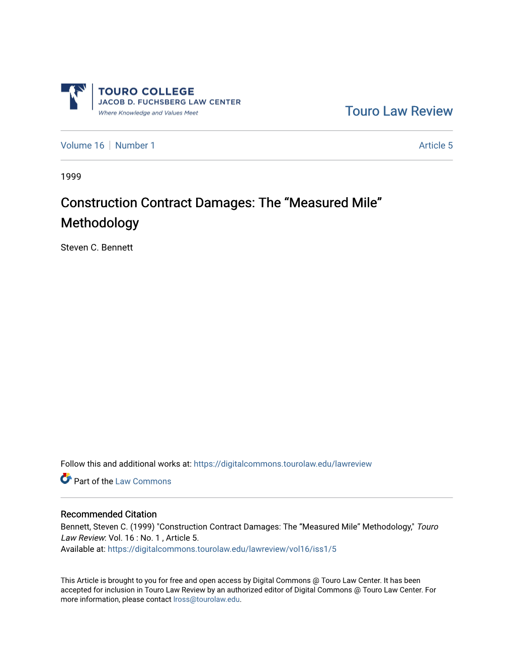 Construction Contract Damages: the “Measured Mile” Methodology