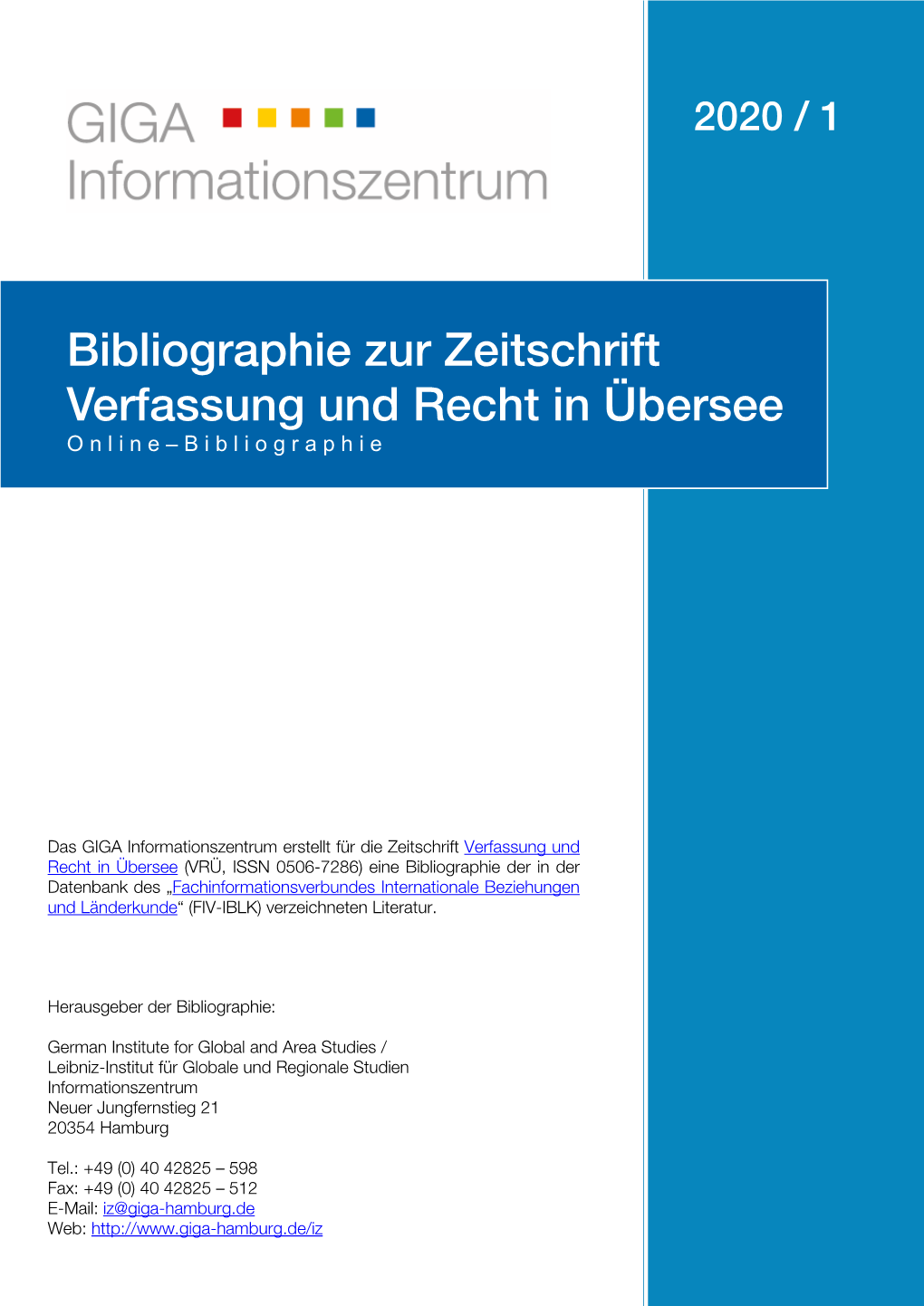 Online-Bibliographie Zur Zeitschrift Verfassung Und Recht in Übersee