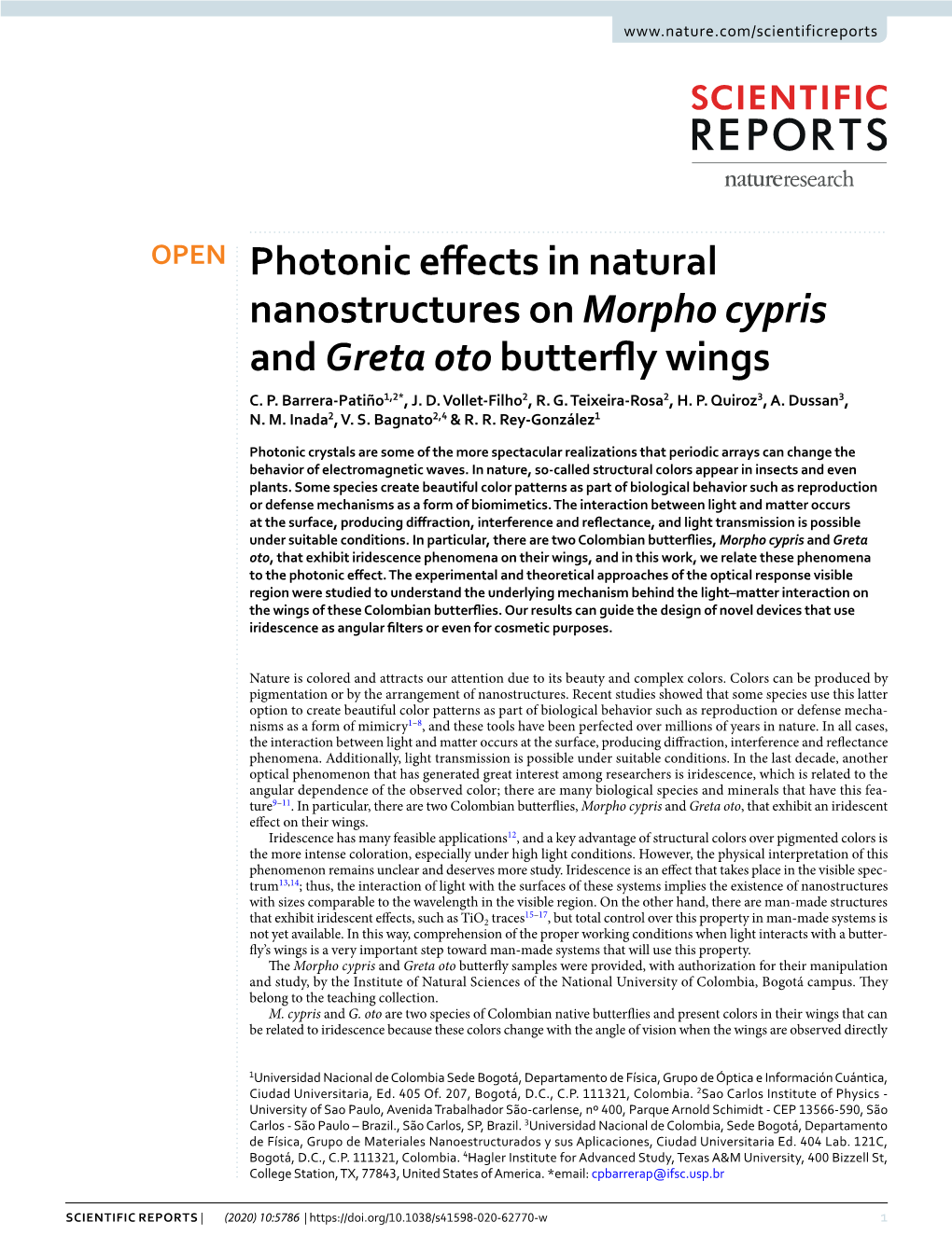 Photonic Effects in Natural Nanostructures on Morpho Cypris