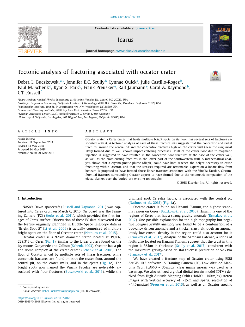 Tectonic Analysis of Fracturing Associated with Occator Crater