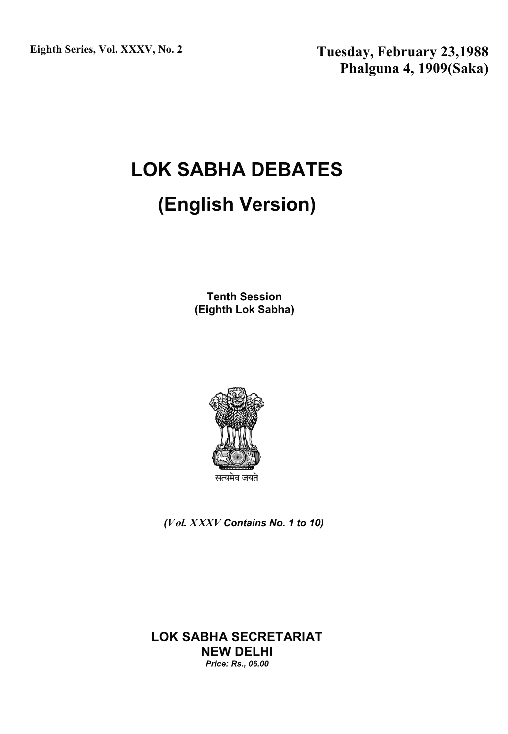 LOK SABHA DEBATES (English Version)