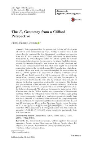 The E8 Geometry from a Clifford Perspective