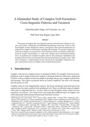 A Minimalist Study of Complex Verb Formation: Cross-Linguistic Paerns and Variation