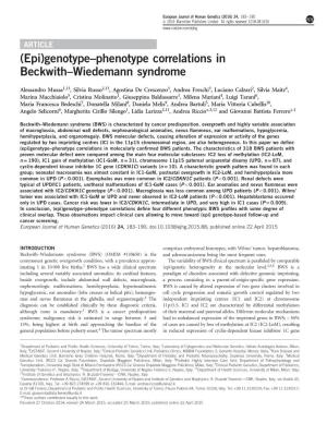 (Epi)Genotype–Phenotype Correlations in Beckwith–Wiedemann Syndrome