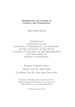 Identification of Causality in Genetics and Neuroscience Adèle Helena