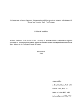 A Comparison of Lower Extremity Biomechanics and Muscle Activity Between Individuals with Normal and Pronated Static Foot Postures