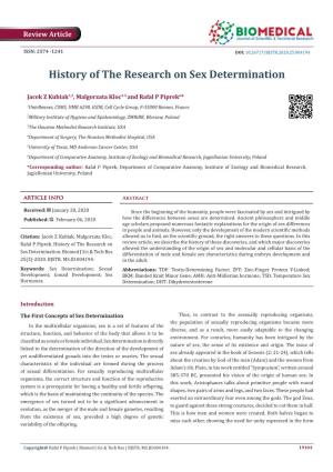 History of the Research on Sex Determination