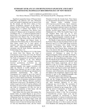 Summary of Blancan and Irvingtonian (Pliocene and Early Pleistocene) Mammalian Biochronology of New Mexico