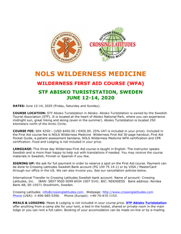 Wilderness First Aid Course (Wfa)