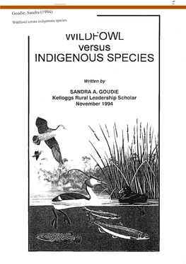 Wildfowl Versus Indigenous Species Vvilljfowl Versus INDIGENOUS SPECIES