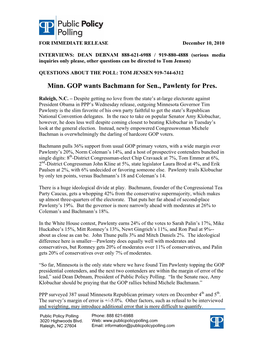 Minn. GOP Wants Bachmann for Sen., Pawlenty for Pres