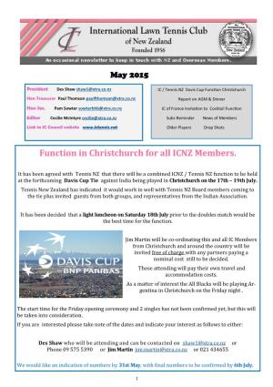 Function in Christchurch for All ICNZ Members