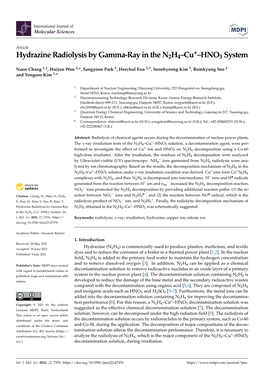 Hydrazine Radiolysis by Gamma-Ray in the N2H4–Cu+–HNO3 System