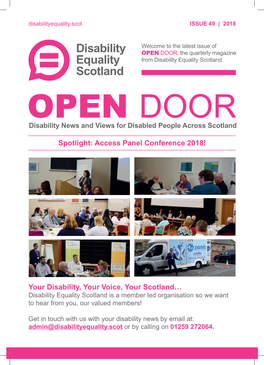 OPEN DOOR, the Quarterly Magazine from Disability Equality Scotland