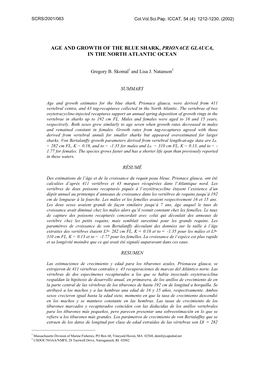 Age and Growth of the Blue Shark, Prionace Glauca, in the North Atlantic Ocean