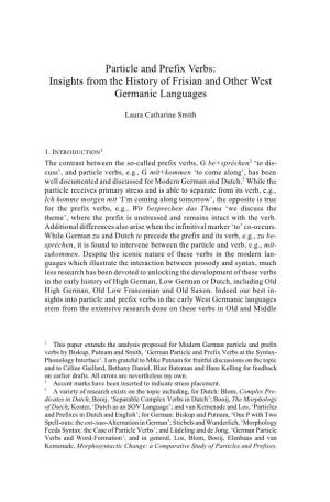 Particle and Prefix Verbs: Insights from the History of Frisian and Other West Germanic Languages