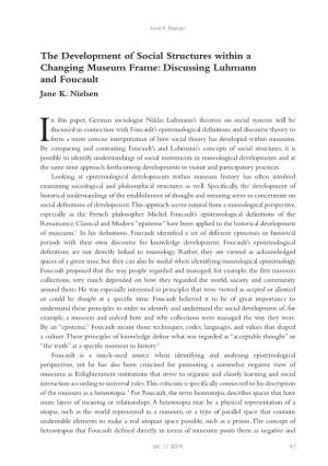The Development of Social Structures Within a Changing Museum Frame: Discussing Luhmann and Foucault Jane K