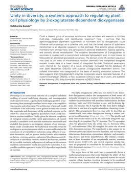 Unity in Diversity, a Systems Approach to Regulating Plant Cell Physiology by 2-Oxoglutarate-Dependent Dioxygenases