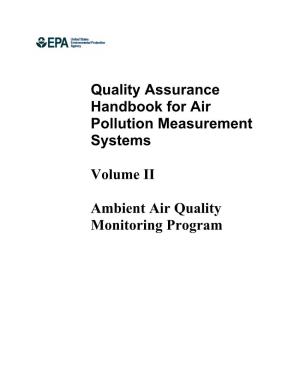 QA Handbook for Air Pollution Measurement Systems