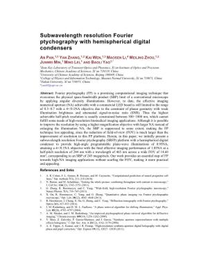 Subwavelength Resolution Fourier Ptychography with Hemispherical Digital Condensers
