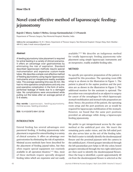 Novel Cost-Effective Method of Laparoscopic Feeding- Jejunostomy