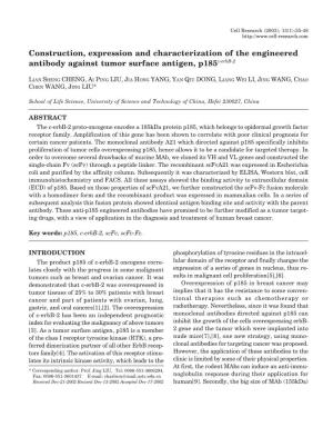 Construction, Expression and Characterization of the Engineered Antibody Against Tumor Surface Antigen, P185c-Erbb-2