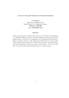 A Note on the Grand Theorems of Functional Analysis