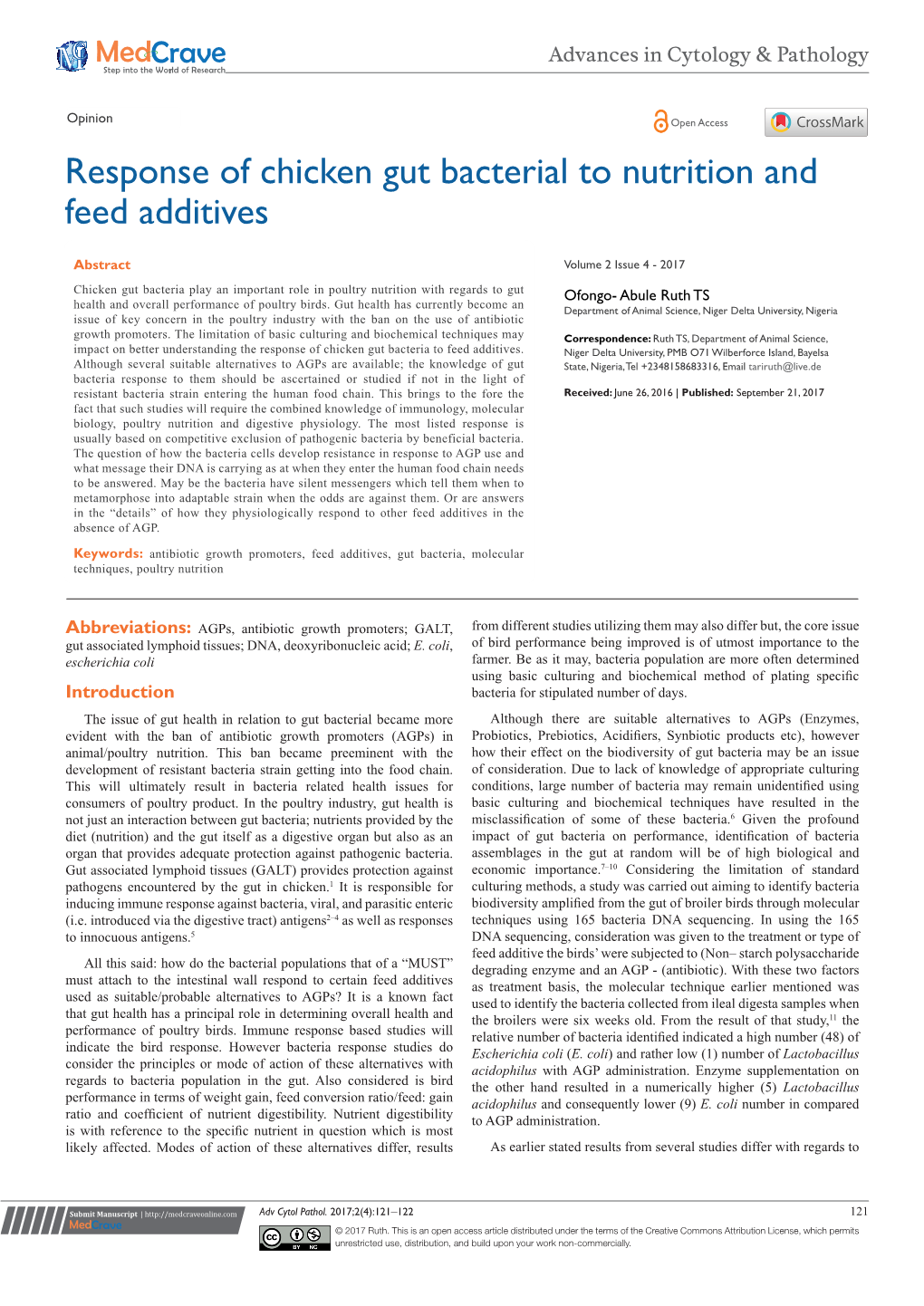 Response of Chicken Gut Bacterial to Nutrition and Feed Additives