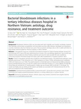 Bacterial Bloodstream Infections in a Tertiary Infectious Diseases Hospital
