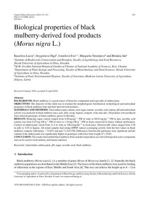 Biological Properties of Black Mulberry-Derived Food Products (Morus Nigra L.)