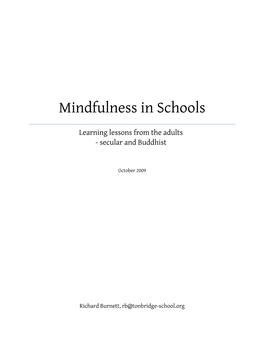 Mindfulness in Schools Project