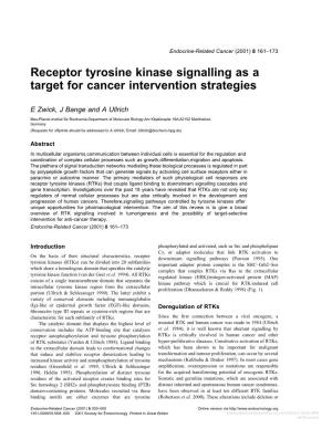 Receptor Tyrosine Kinase Signalling As a Target for Cancer Intervention Strategies