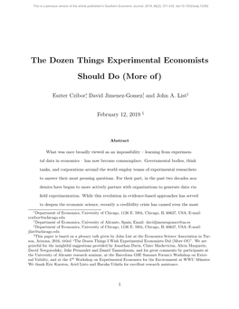 The Dozen Things Experimental Economists Should Do (More Of)