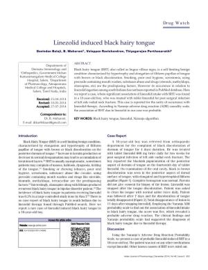 Linezolid Induced Black Hairy Tongue