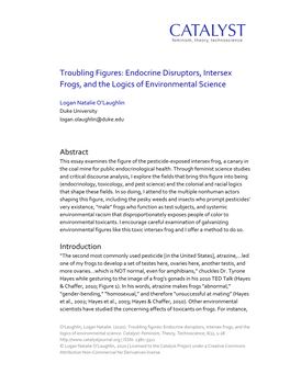 Endocrine Disruptors, Intersex Frogs, and the Logics of Environmental Science