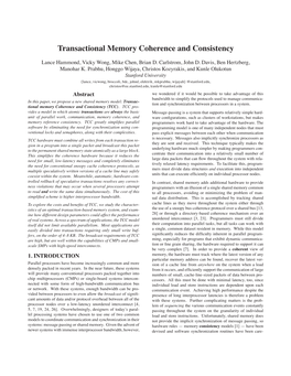Transactional Memory Coherence and Consistency