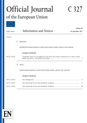 Official Journal C 327 of the European Union