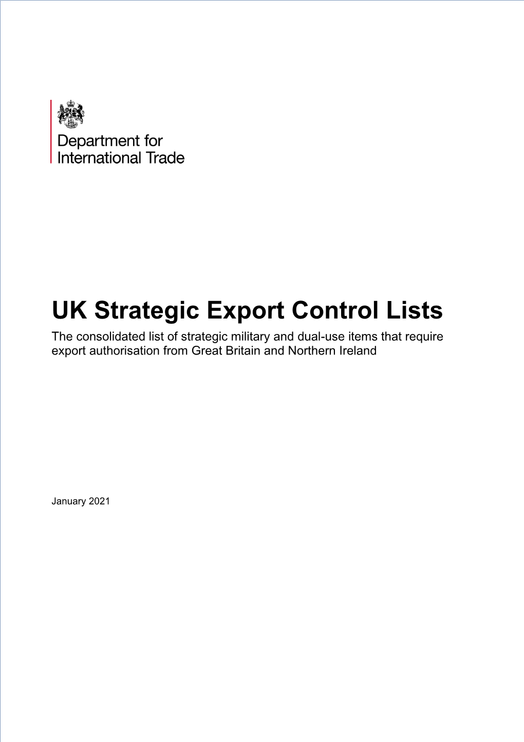 UK Strategic Export Control Lists