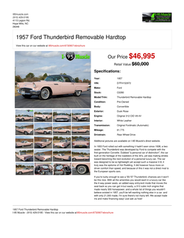 1957 Ford Thunderbird Removable Hardtop