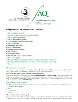 FAQ026 -- Benign Breast Problems and Conditions