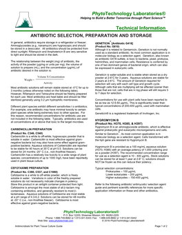 Antimicrobials for Plant Tissue Culture Guide Page 1 of 2