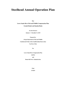 Steelhead Annual Operation Plan