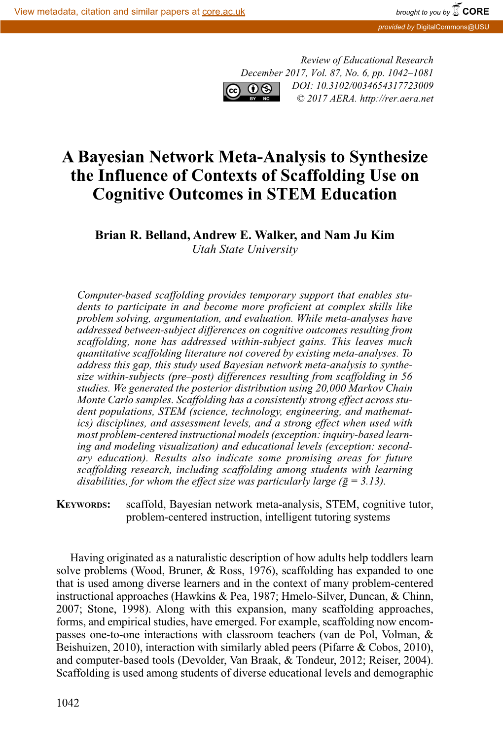 A Bayesian Network Meta-Analysis to Synthesize the Influence of Contexts of Scaffolding Use on Cognitive Outcomes in STEM Education