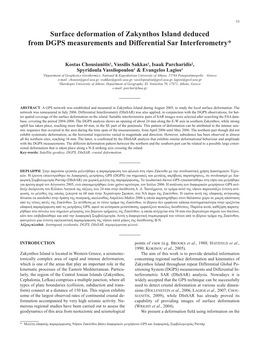 Surface Deformation of Zakynthos Island Deduced from DGPS Measurements and Differential Sar Interferometry*