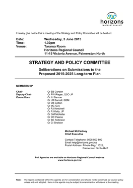 Agenda of Strategy and Policy Committee