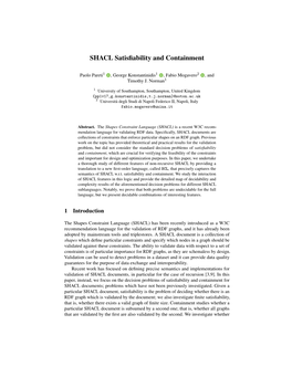 SHACL Satisfiability and Containment