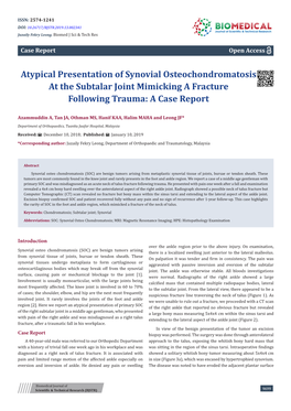 Atypical Presentation of Synovial Osteochondromatosis at the Subtalar Joint Mimicking a Fracture Following Trauma: a Case Report